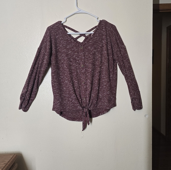 Bobbie Brooks Tops - Bobbie Brooks Purple Long Sleeve Tie Front Blouse